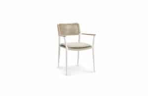 Nova Design & Build - Scaun Dining cu cotiere tec natural - RAY - White