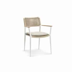 Nova Design & Build - Scaun Dining cu cotiere tec natural - RAY - White