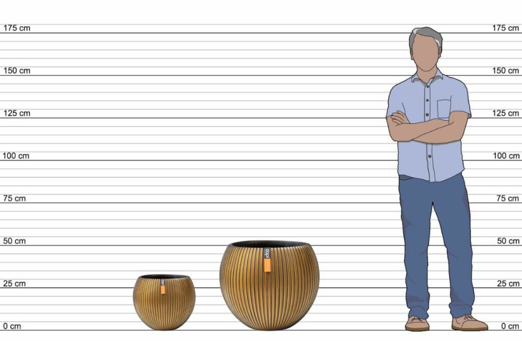 Nova Design & Build - Ghiveci Capi - Set Vas de plante în forma bilă - Groove - Black Gold