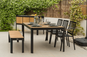 Nova Design & Build - Set masă dining - Portals Dark - 6 locuri cu banca