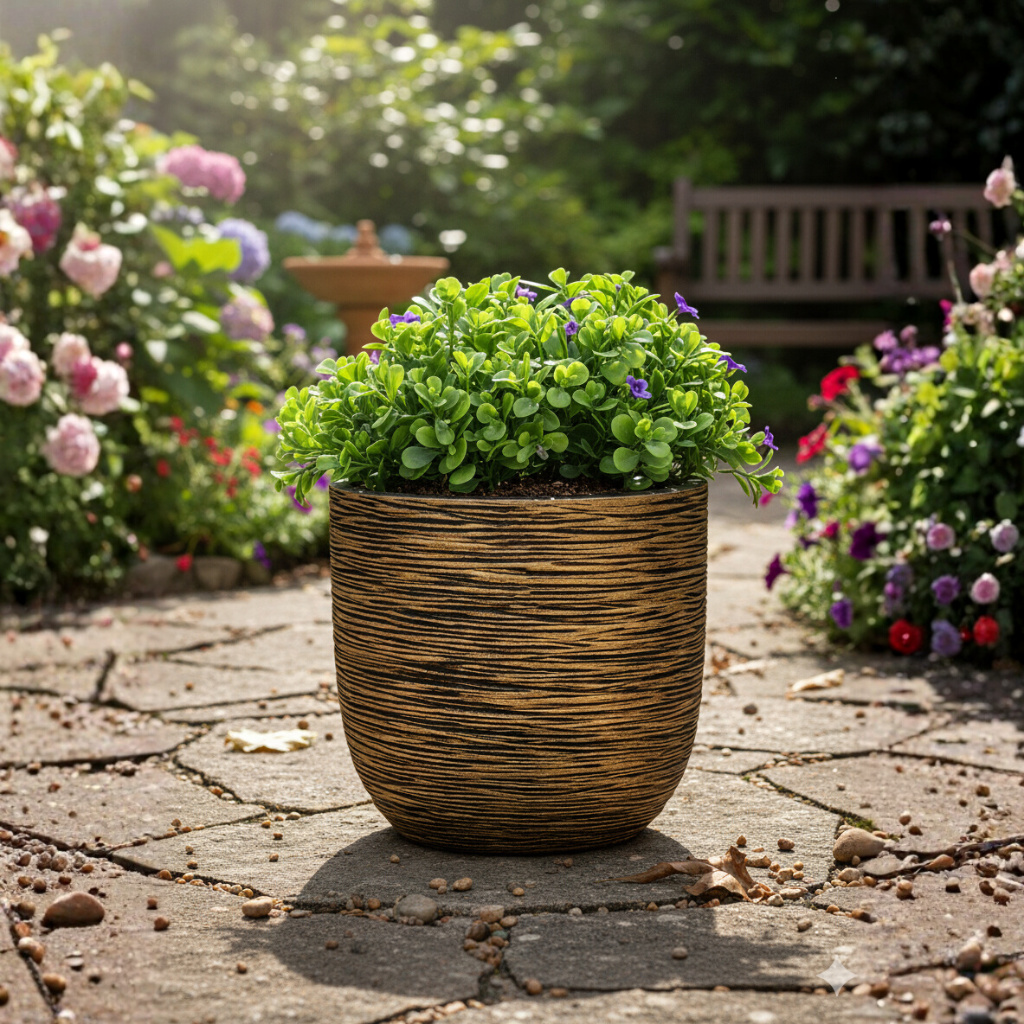 Nova Design & Build - Ghiveci Capi - Jardinieră în formă de ou 55x53 cm - Rib NL - Black Gold