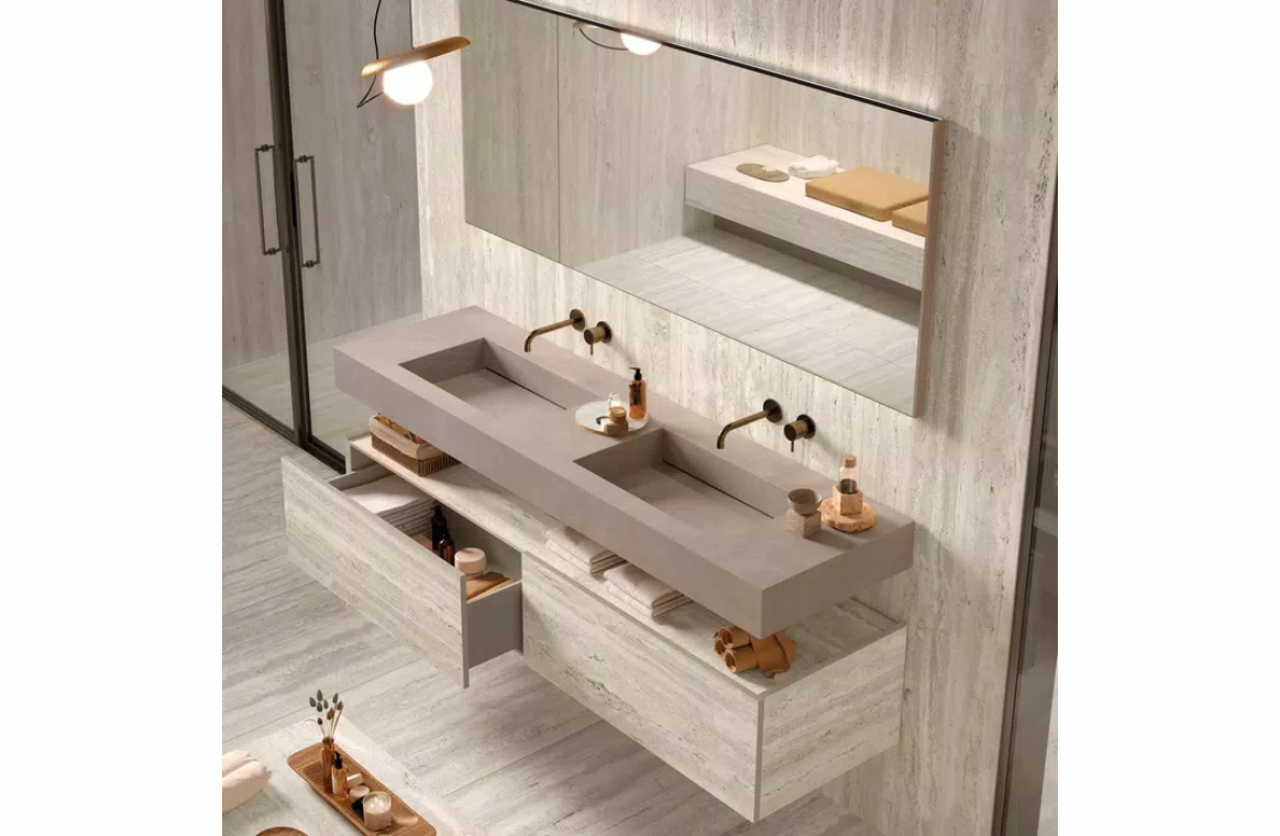 Nova Design & Build - Gresie Porțelanată Interior Mirage – Elysian Travertino Light– 60x60 cm - Setting