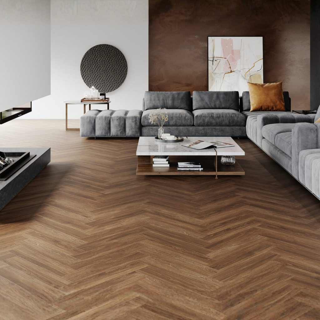 Nova Design & Build - Parchet SPC The Floor Herringbone 6 mm Marrone OAK HB
